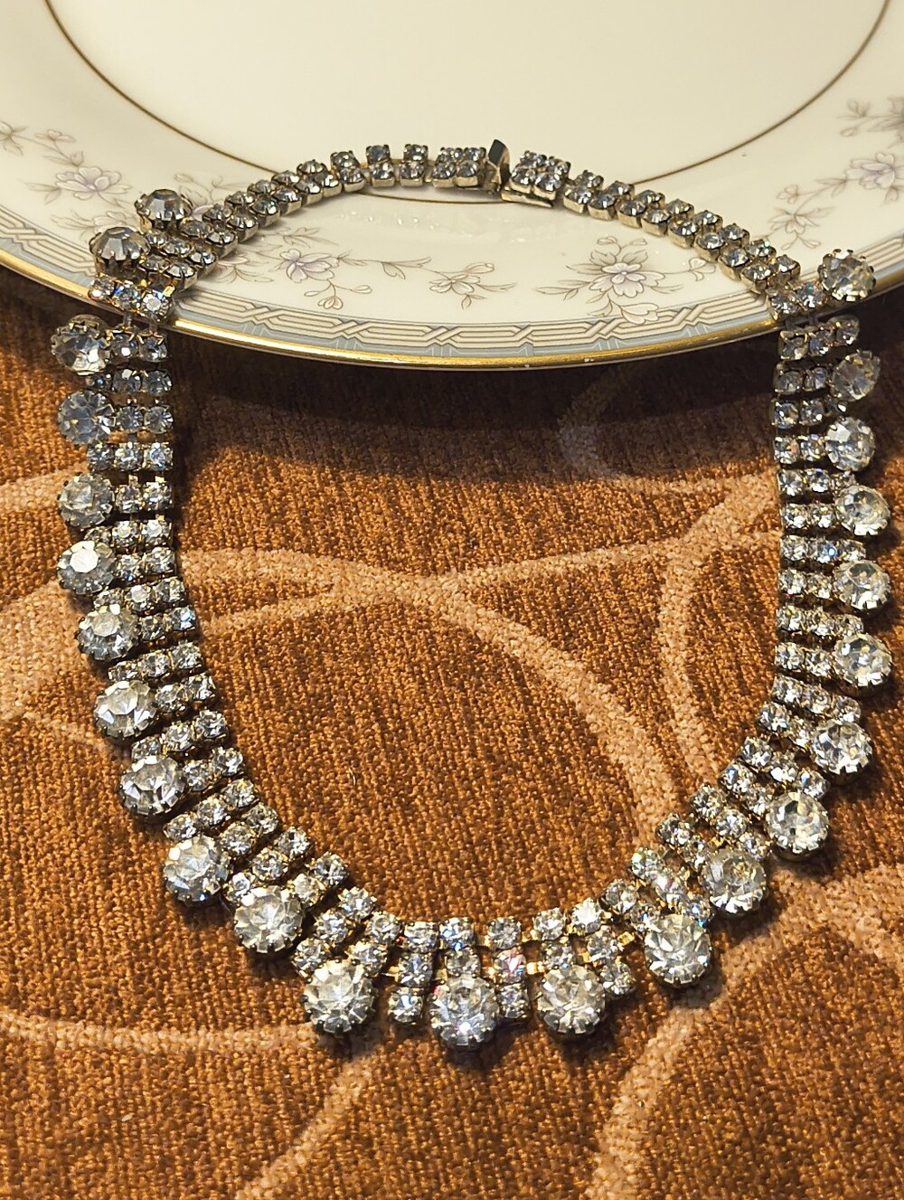 Vintage Rhinestone Fringe Choker Necklace Stunning!